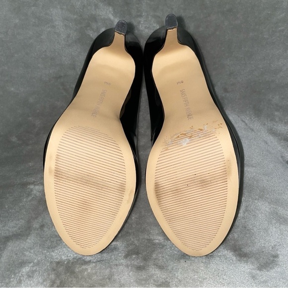Saks Fifth Avenue “Bethany” Black Patent Leather Peep-Toe Platform Heels Size 9 - Picture 8 of 10